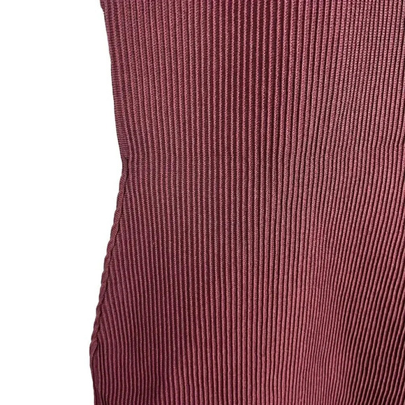 Aritzia Babaton Womens XS Sculpt Knit Criss  Cross Ribbed Bodycon Dress Maroon - Picture 5 of 5